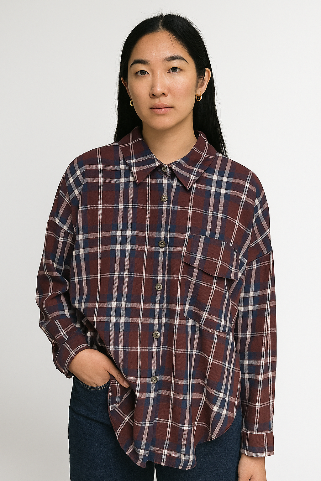 "Weekend Wanderer" (burgundy) plus top