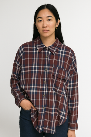 "Weekend Wanderer" (burgundy) plus top