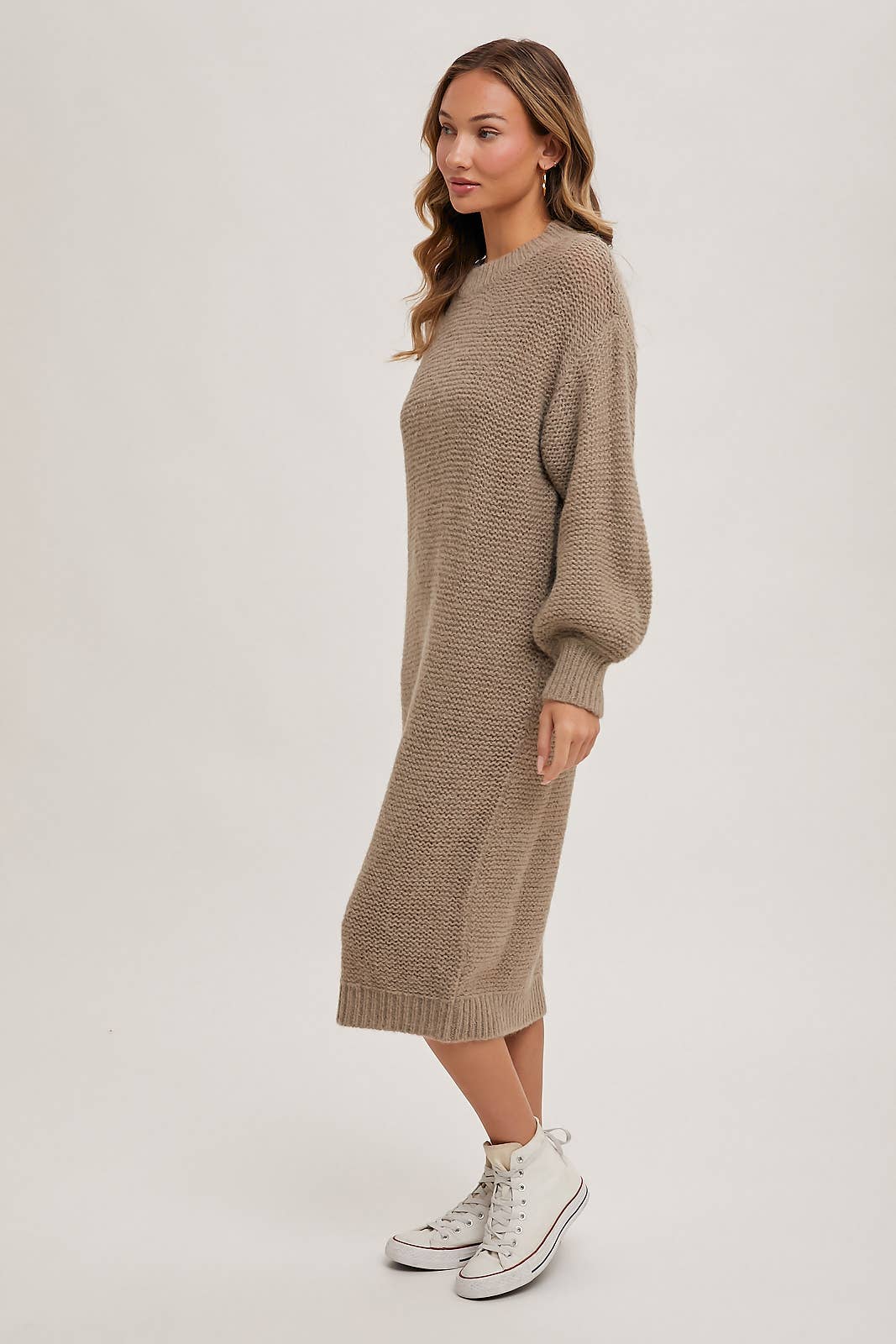 “Cuddle Mood” (cream) sweater dress