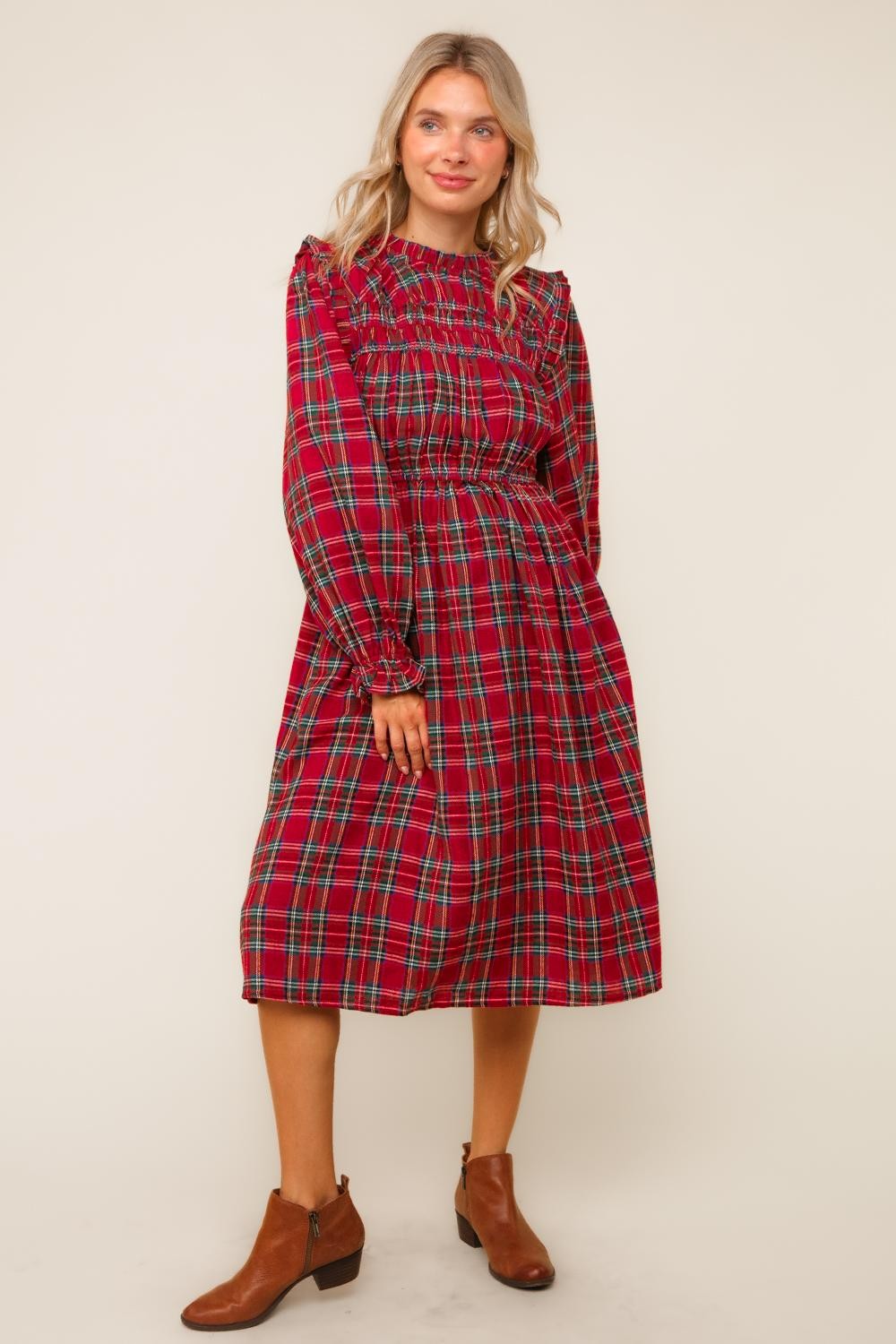 "Merry In Plaid" (red) plus dress