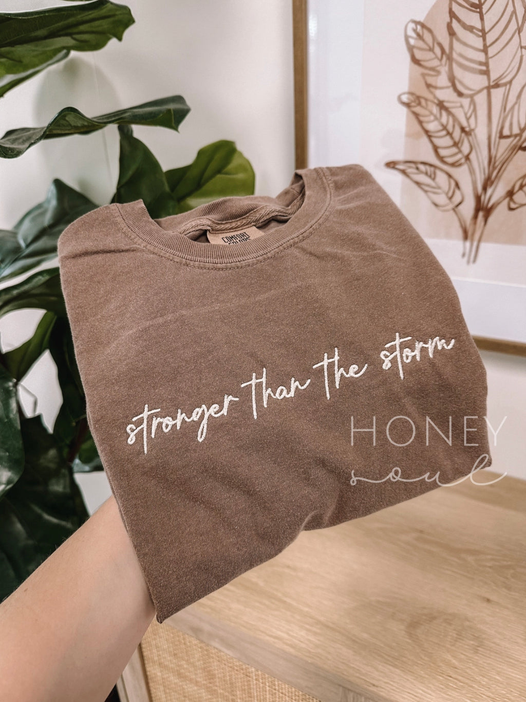 "Stronger Than The Storm" (Espresso) Comfort Colors Tee