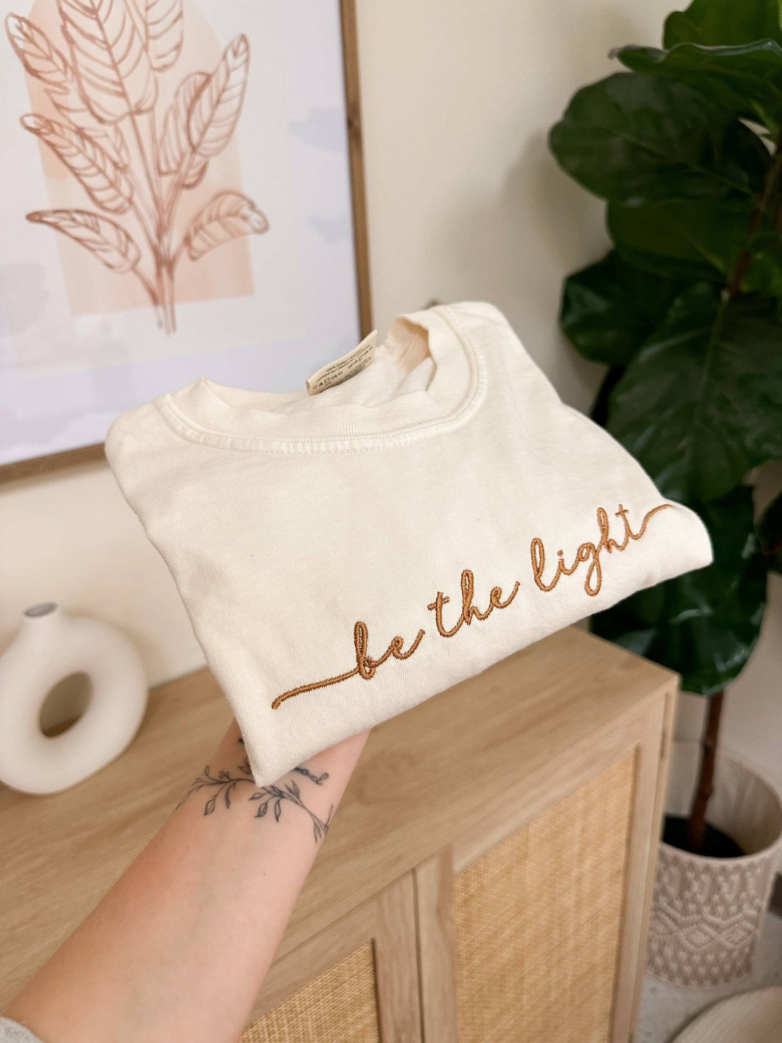 Embroidered Be The Light Tee