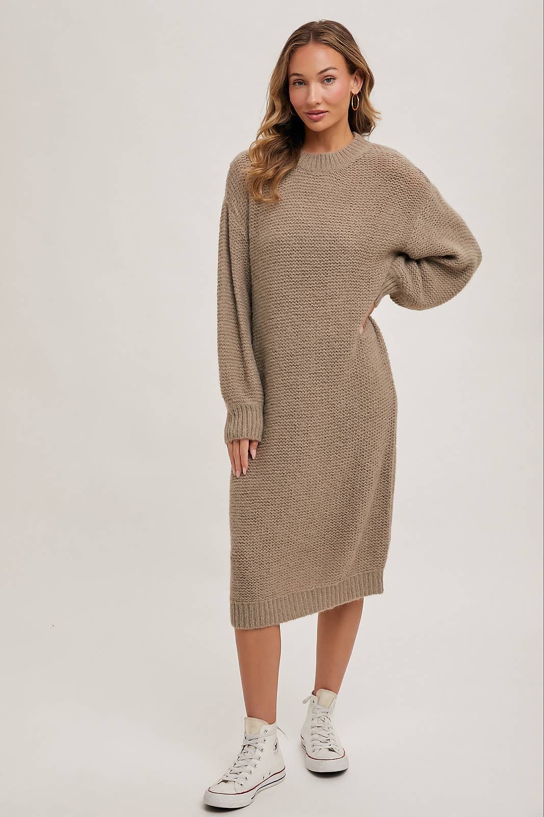 “Cuddle Mood” (cream) sweater dress