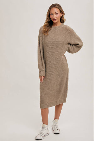 “Cuddle Mood” (cream) sweater dress