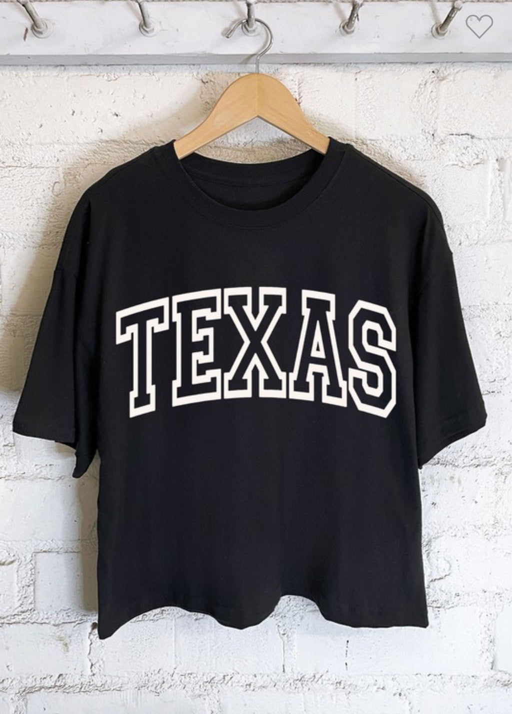 "TEXAS" long crop (black) t-shirt