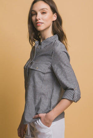"Trip Over Seas" (black) top