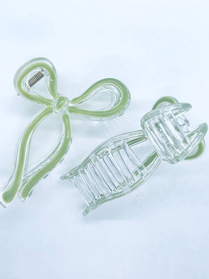 “Bow Era”(green/clear)  claw clip collection