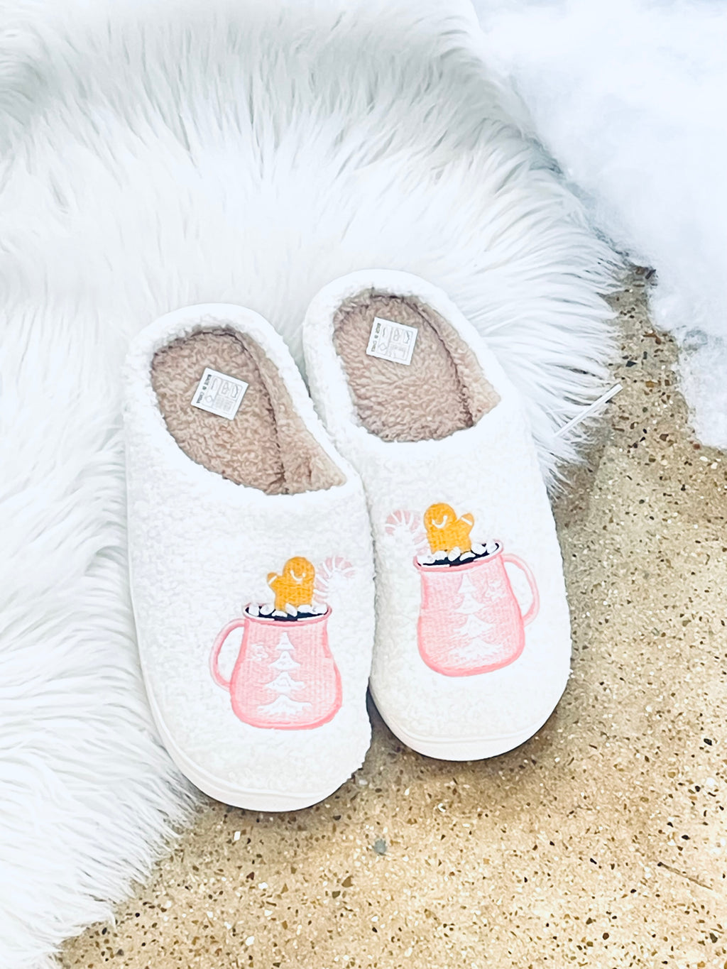 "Candy Cane Cocoa" slippers