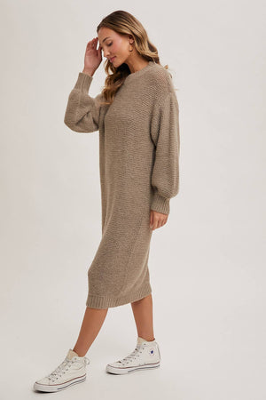 “Cuddle Mood” (cream) sweater dress