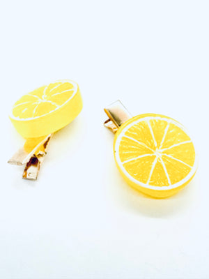"Lemons" pair of hair clips