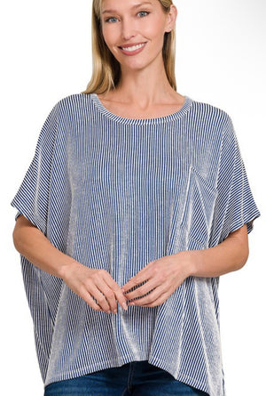 "Make Waves Not Ripples" (Lt navy) reg & plus top