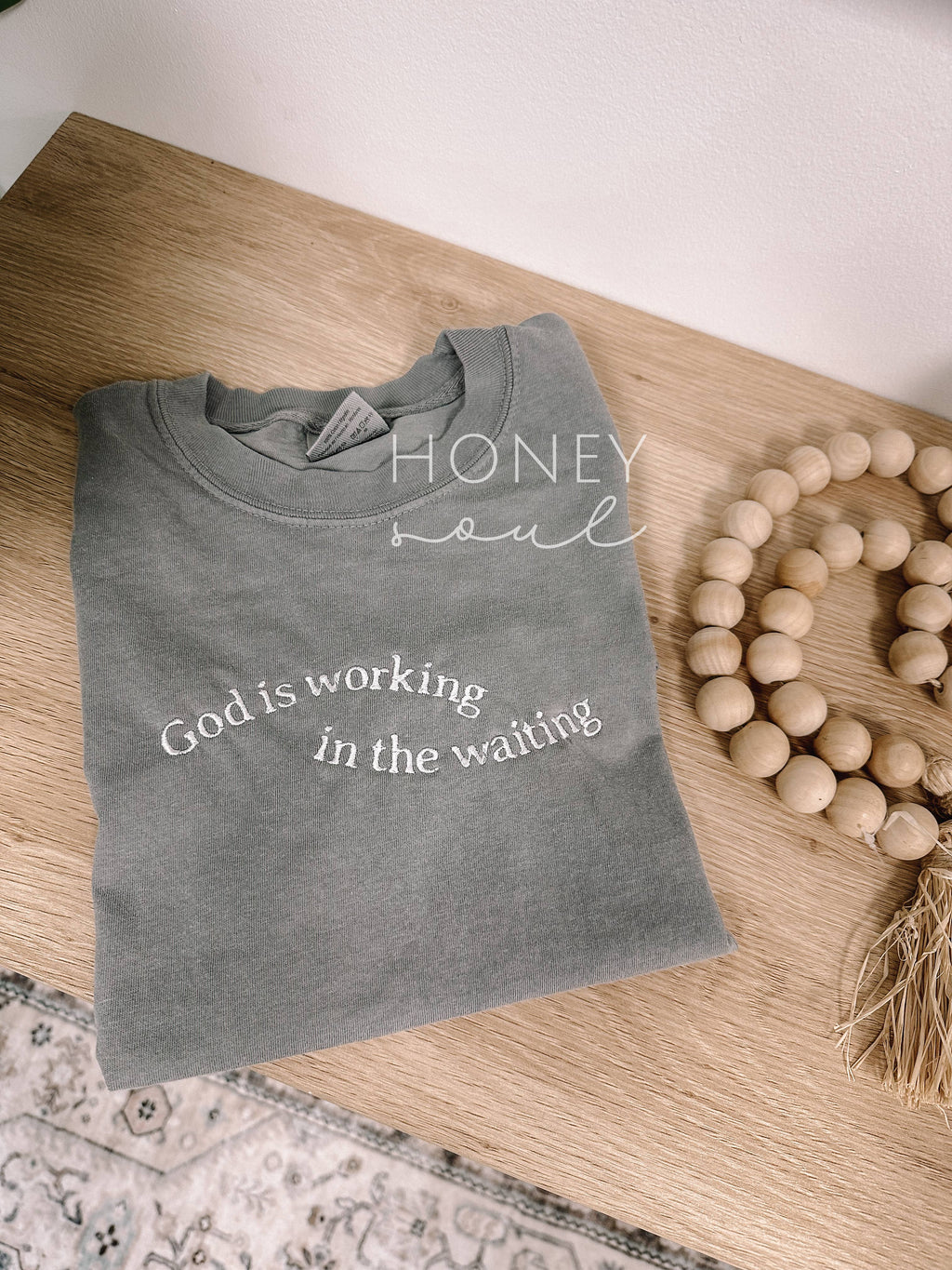 Embroidered God Is Working In The Waiting Tee