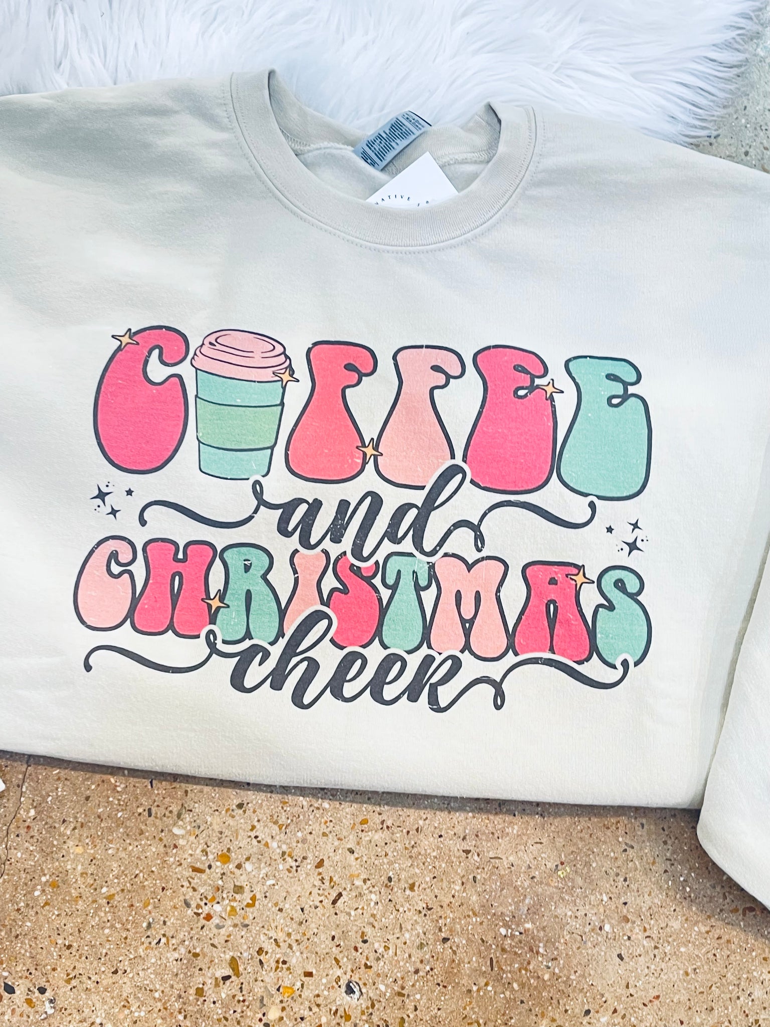 "Coffee and Christmas Cheer" plus sweatshirt