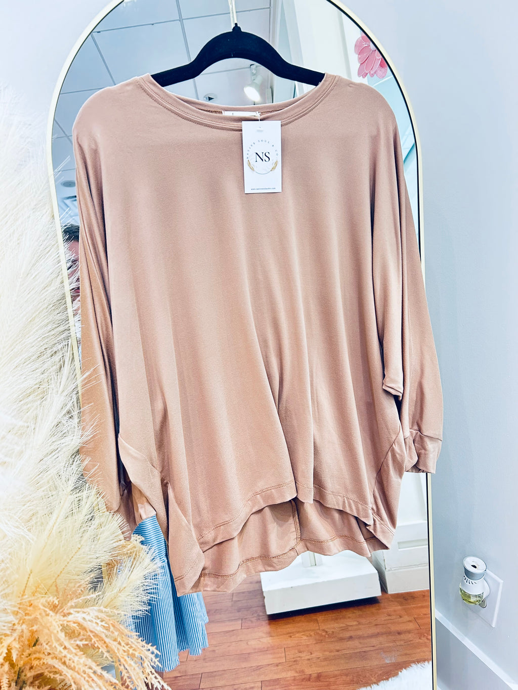 “Living That Basic Life” (mocha) top