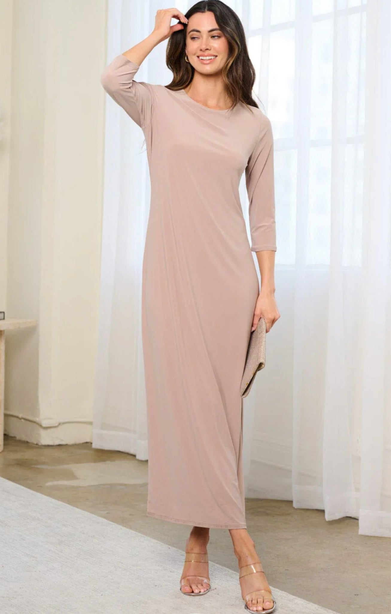 "Basically Basic" (taupe) dress