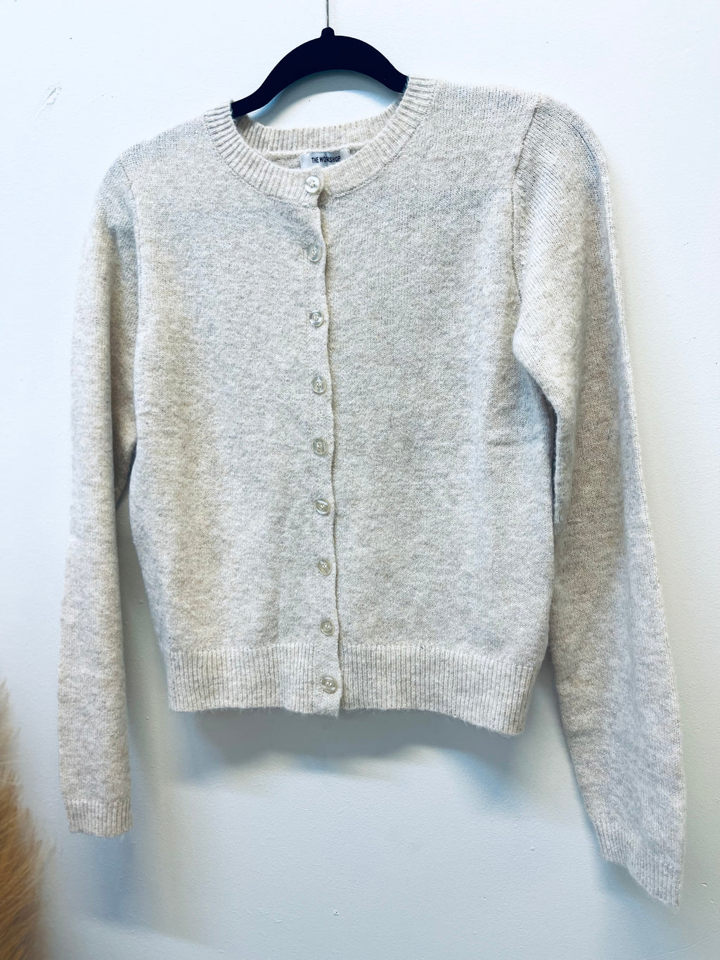 "Cozy Knits" (oatmeal) cardigan sweater