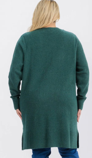 “Holiday Rush” (green) plus cardigan