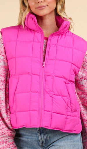 "Cozy Winter" (fuchsia) puffer vest