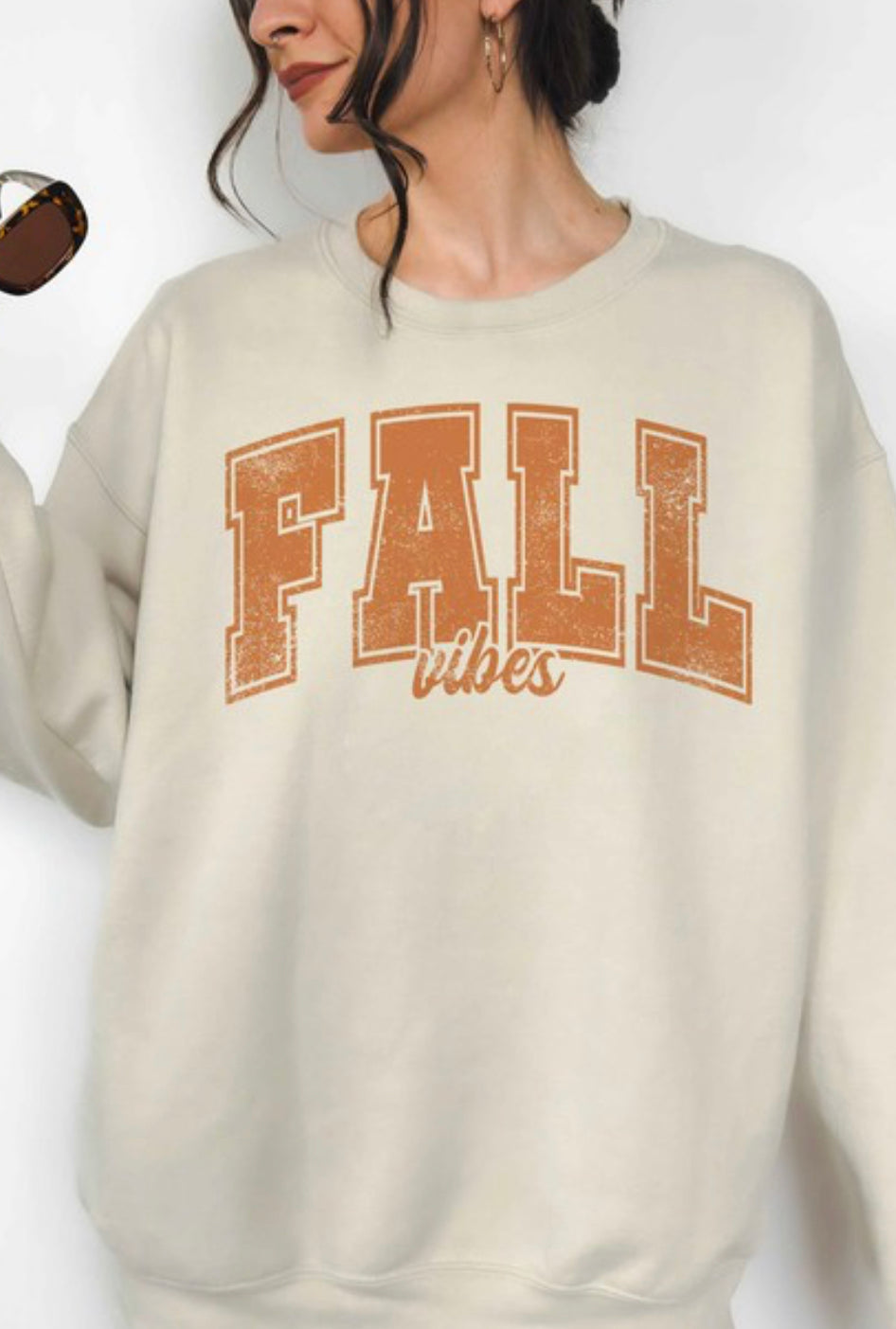 "Fall" (Sand) Reg & Curvy Sweatshirt