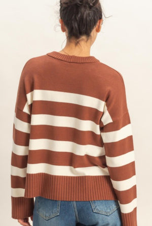 "Timeless Stipes" (Chestnut/Cream) sweater