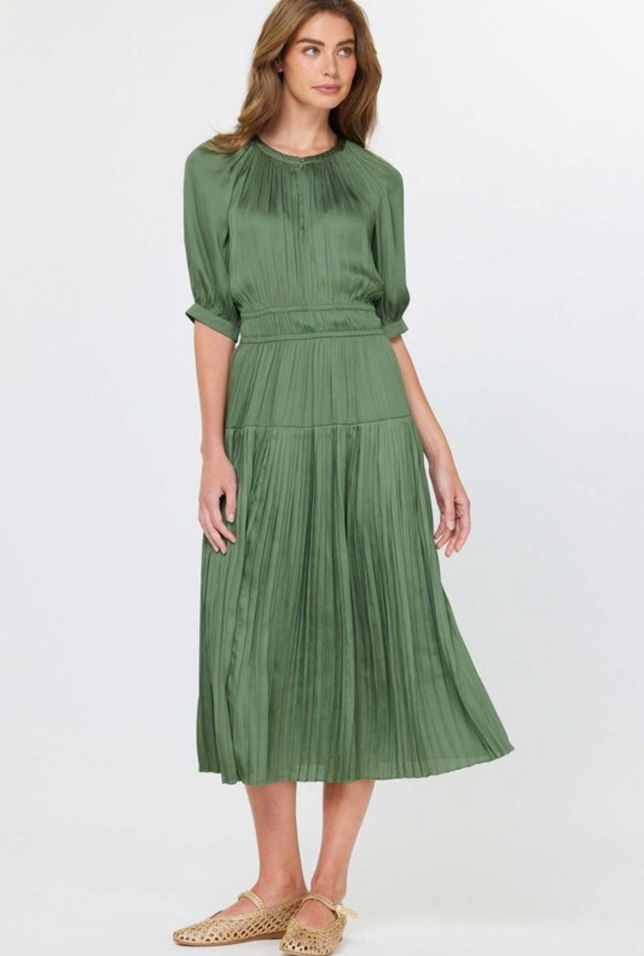 “Luxury Awaits” (dusty green) dress