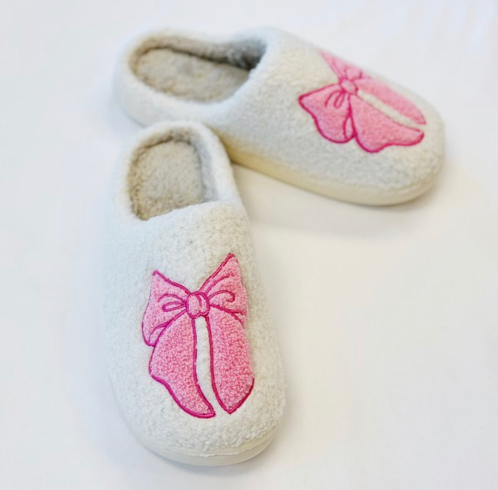 "Cozy Bows" House Shoes (Pink)