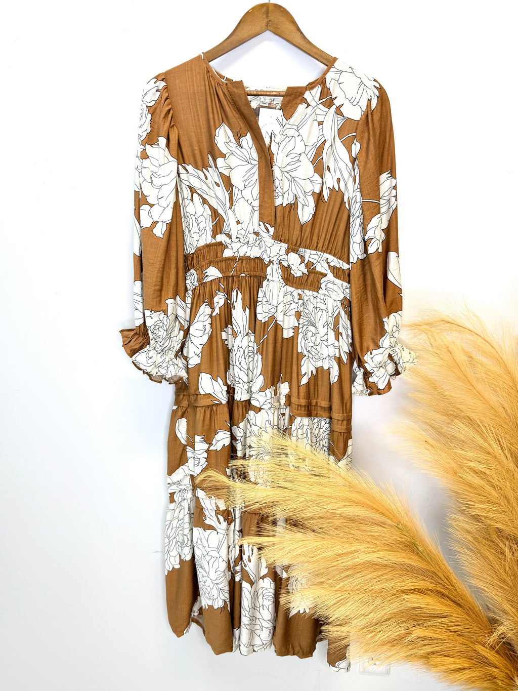 “Twilight Petals” (caramel) dress