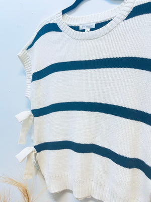 "Knot Your Basic Stripes" (cream/black) top