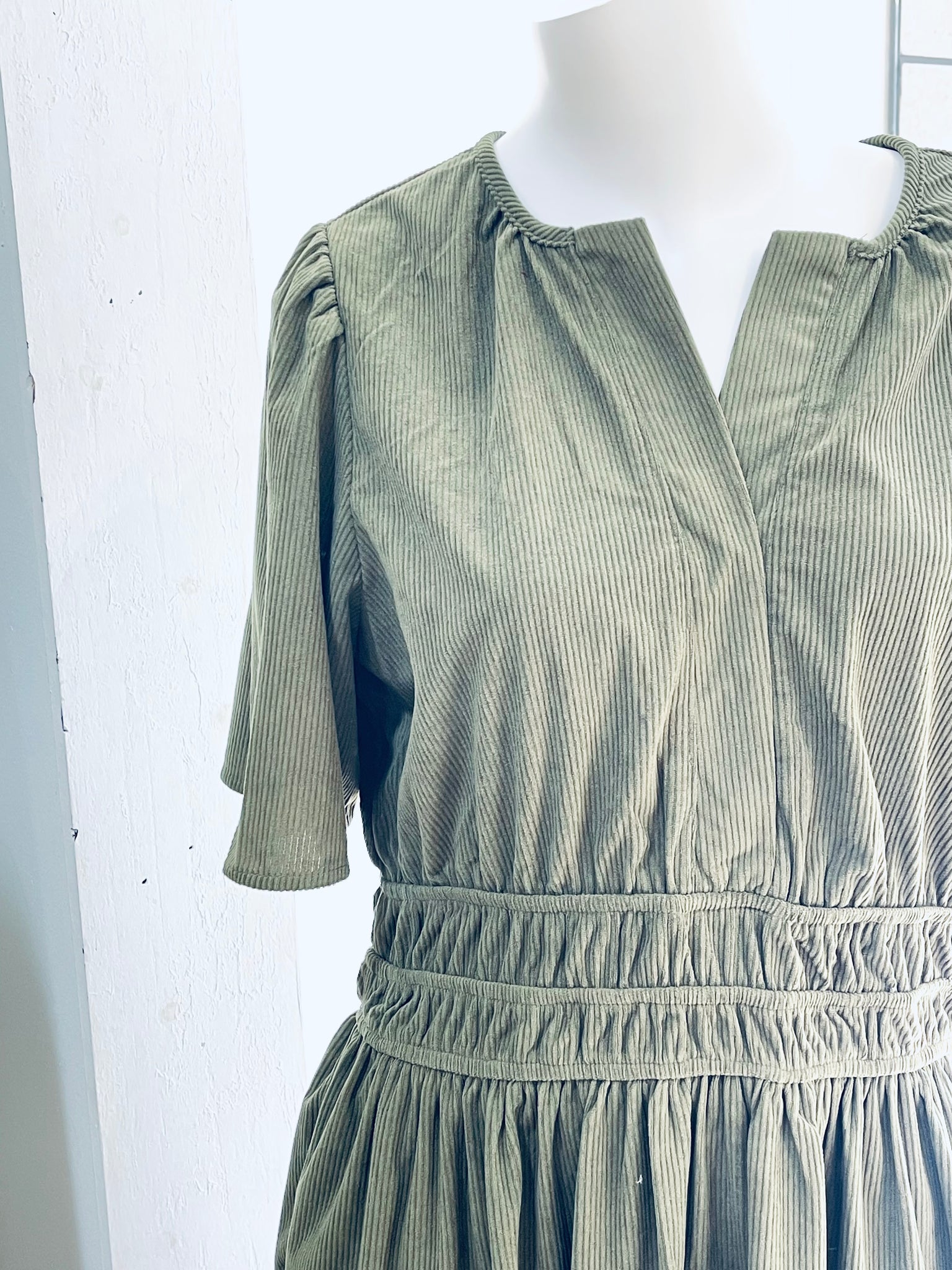 "Autumn Stroll" (olive) dress