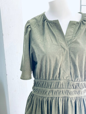 "Autumn Stroll" (olive) dress