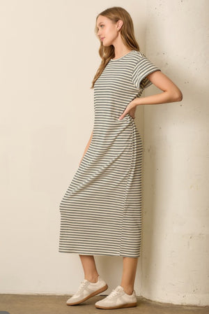 "Summertime Stripes" (cream/black) Dress