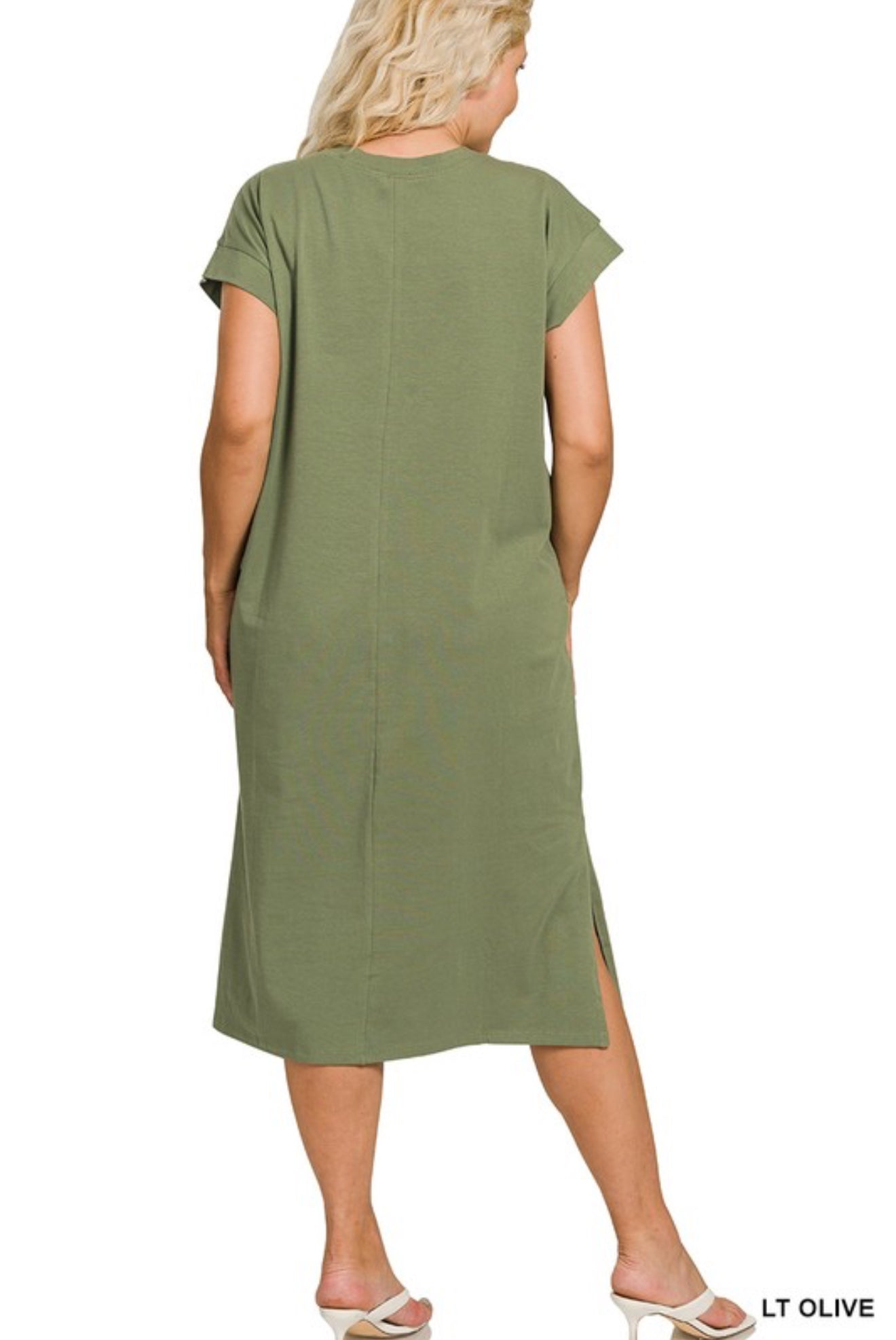 "Easy Like Sunday Morning" plus (olive) dress
