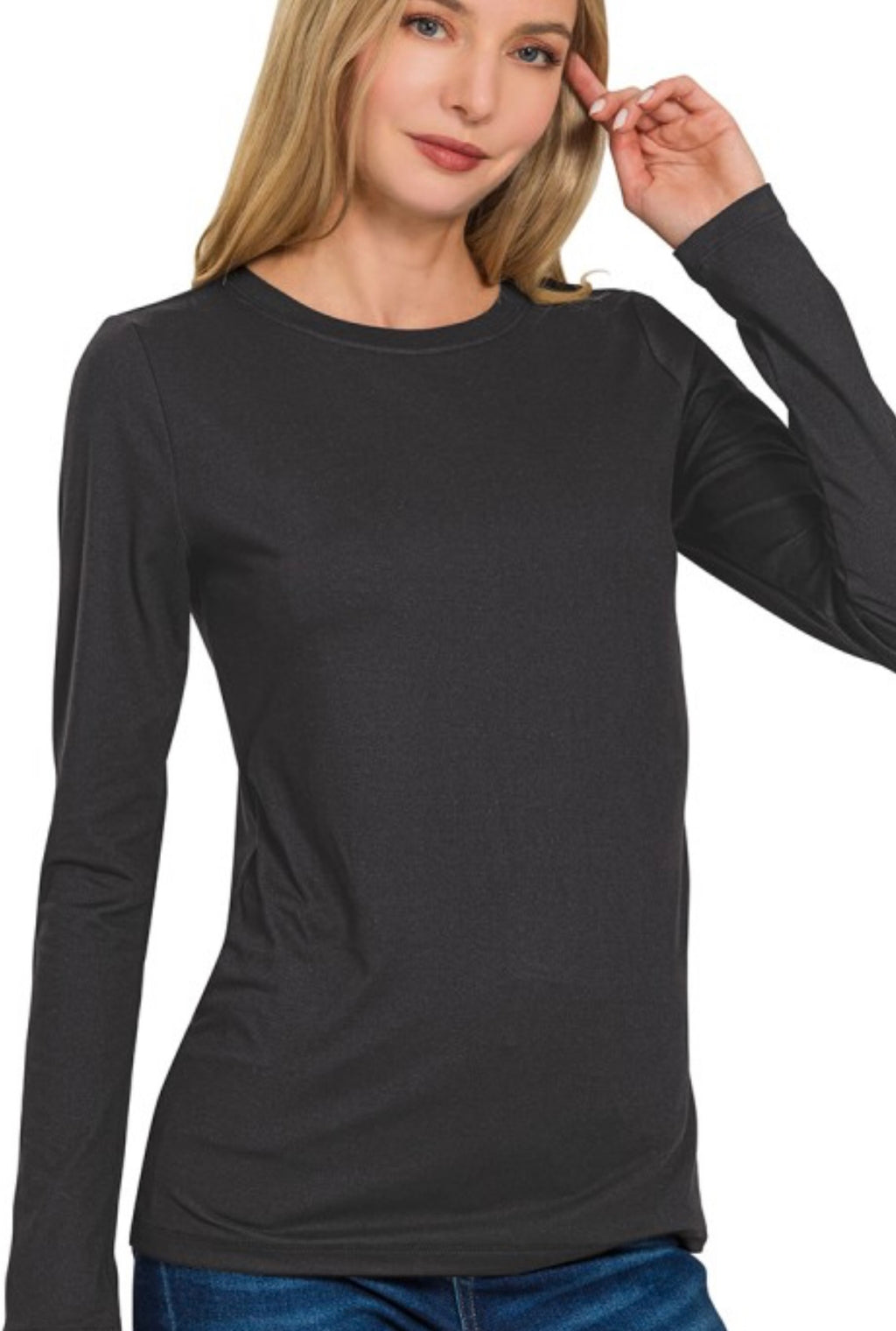 "Basically Perfect" (black) long sleeve top