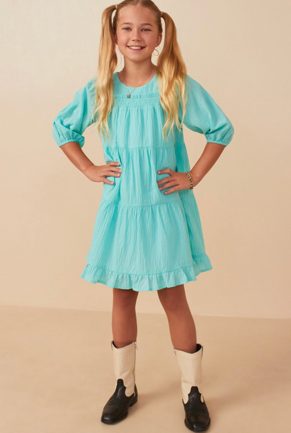 "Hawaiian Girls" (aqua blue) dress