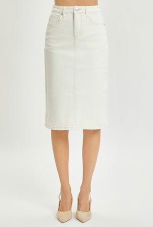 "Cream Wash" Risen denim skirt