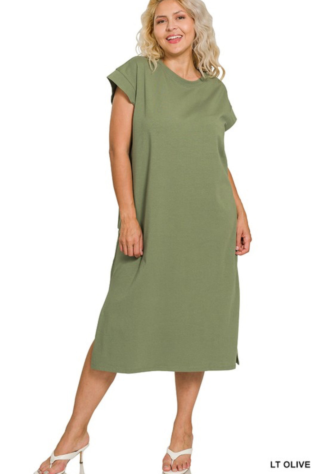 "Easy Like Sunday Morning" plus (olive) dress