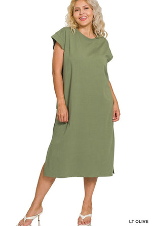 "Easy Like Sunday Morning" plus (olive) dress