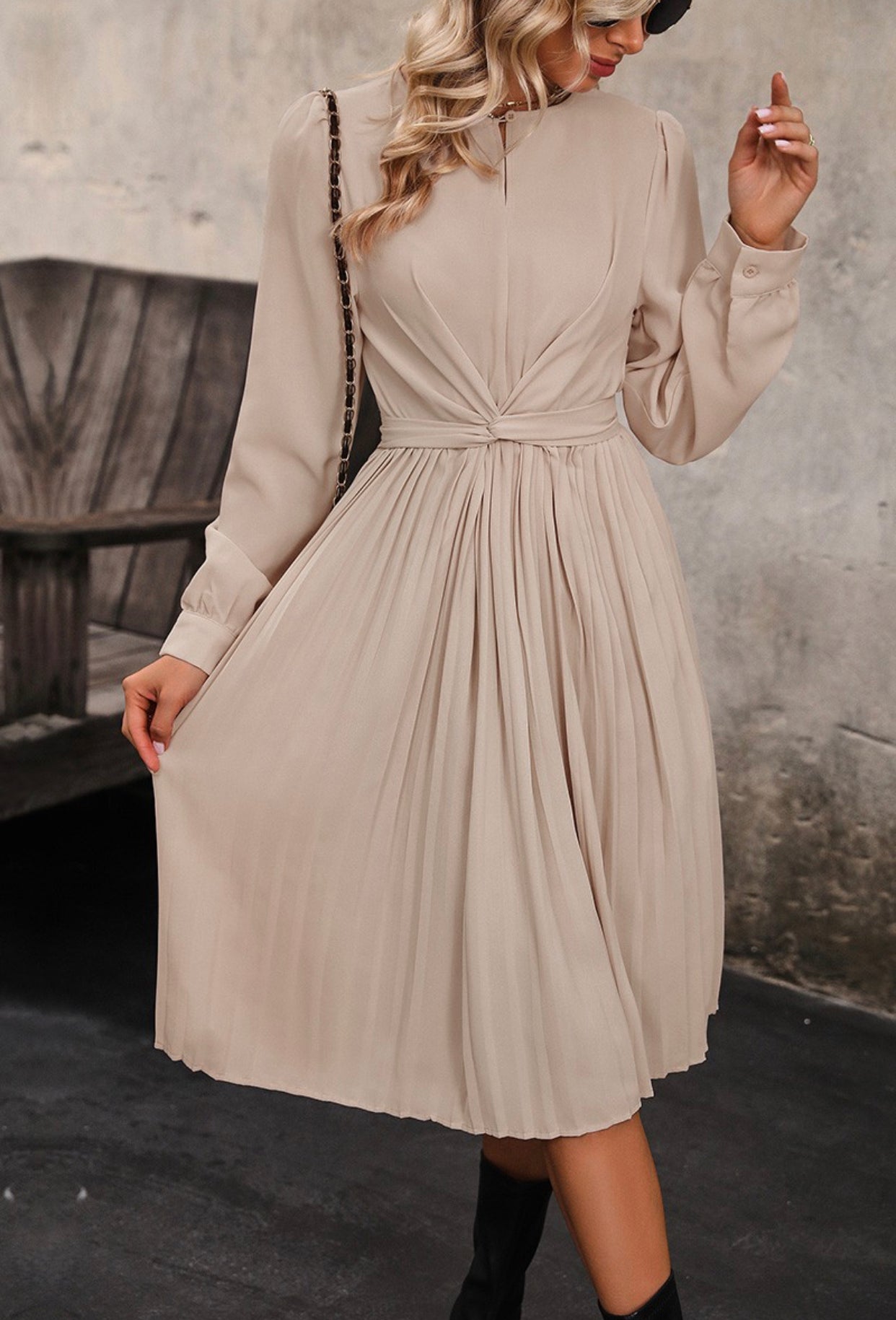 “Simple Sophistication” (apricot) dress