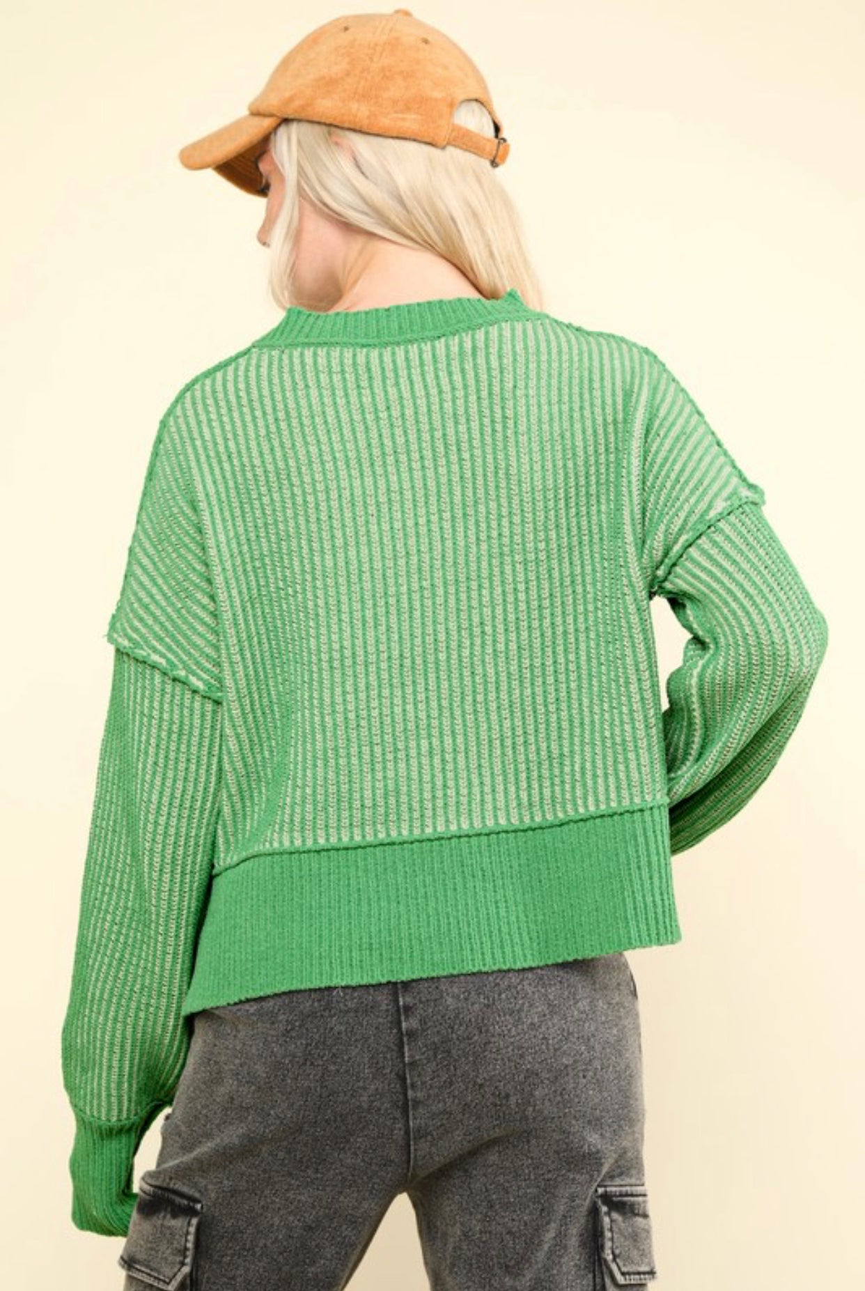 “Pressing Pause” (green) sweater