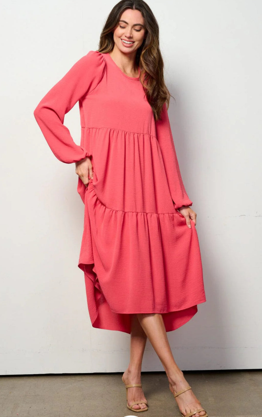 "Simple In Spring" (deep coral) dress