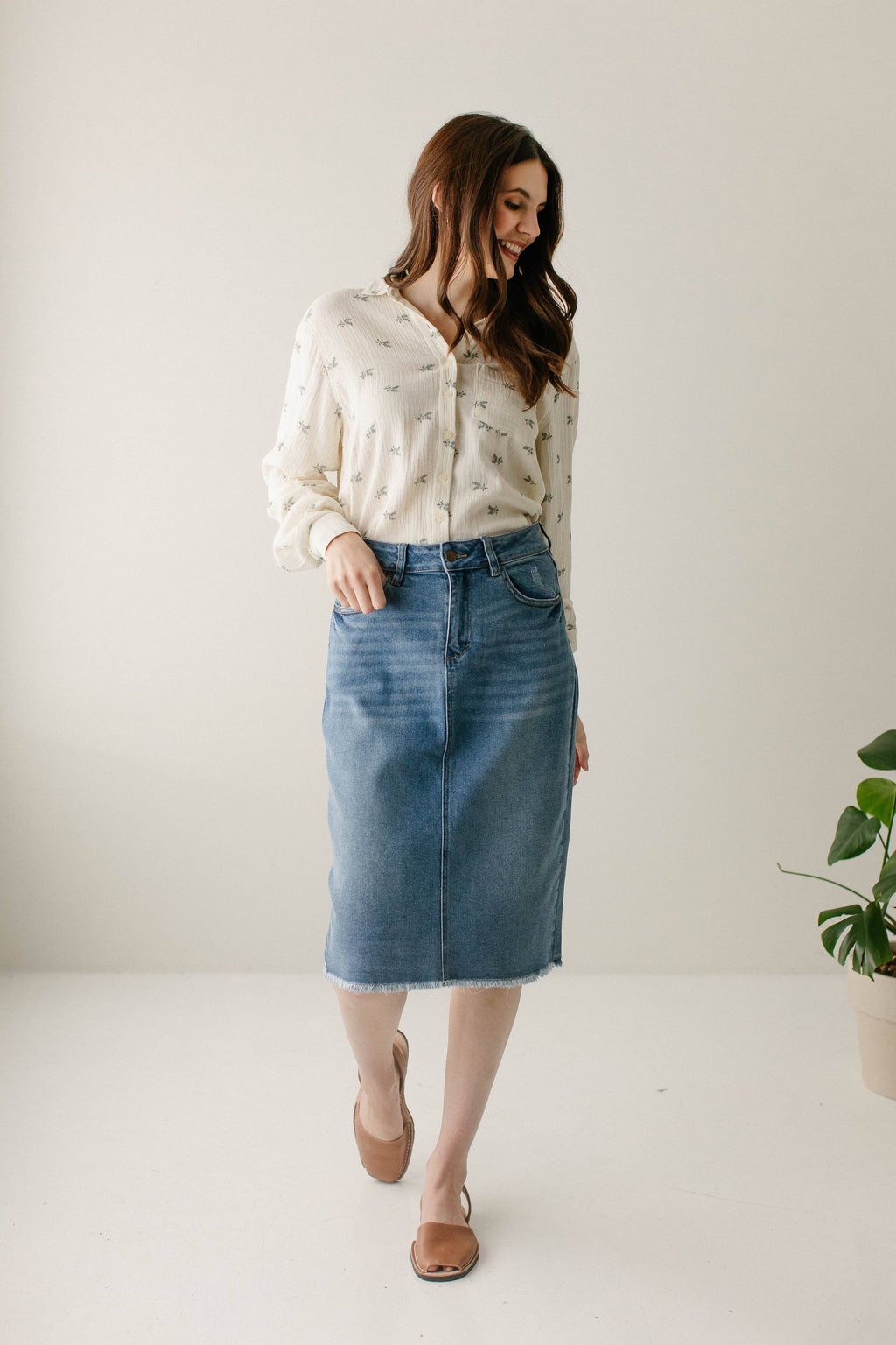 'Nala' Distressed Denim Skirt
