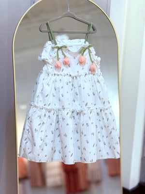 "Walk in the Tulips" girls jumper dress