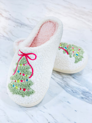 “Christmas Trees and Bows” house shoes