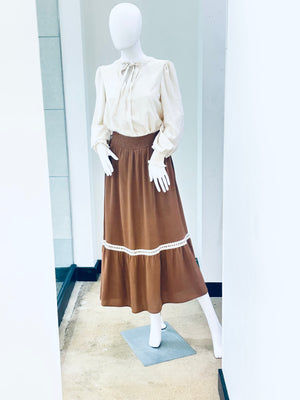 "Trimmed In Lace and Ribbons" (brown) skirt