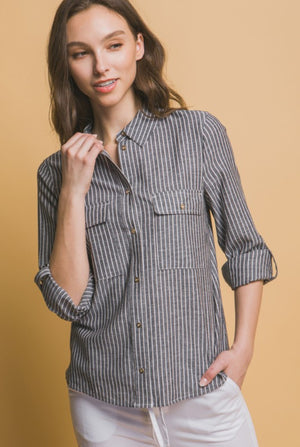 "Trip Over Seas" (black) top