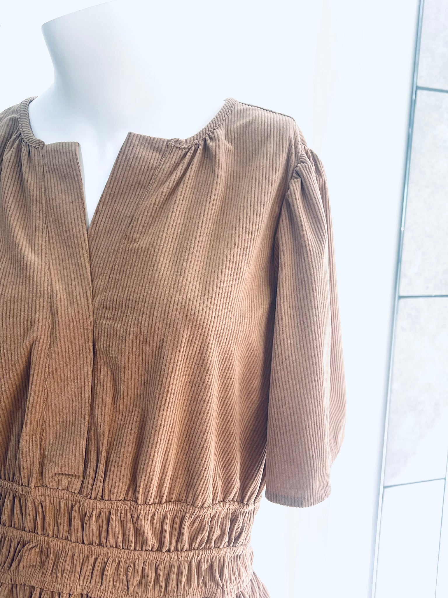 "Autumn Stroll" (taupe) dress