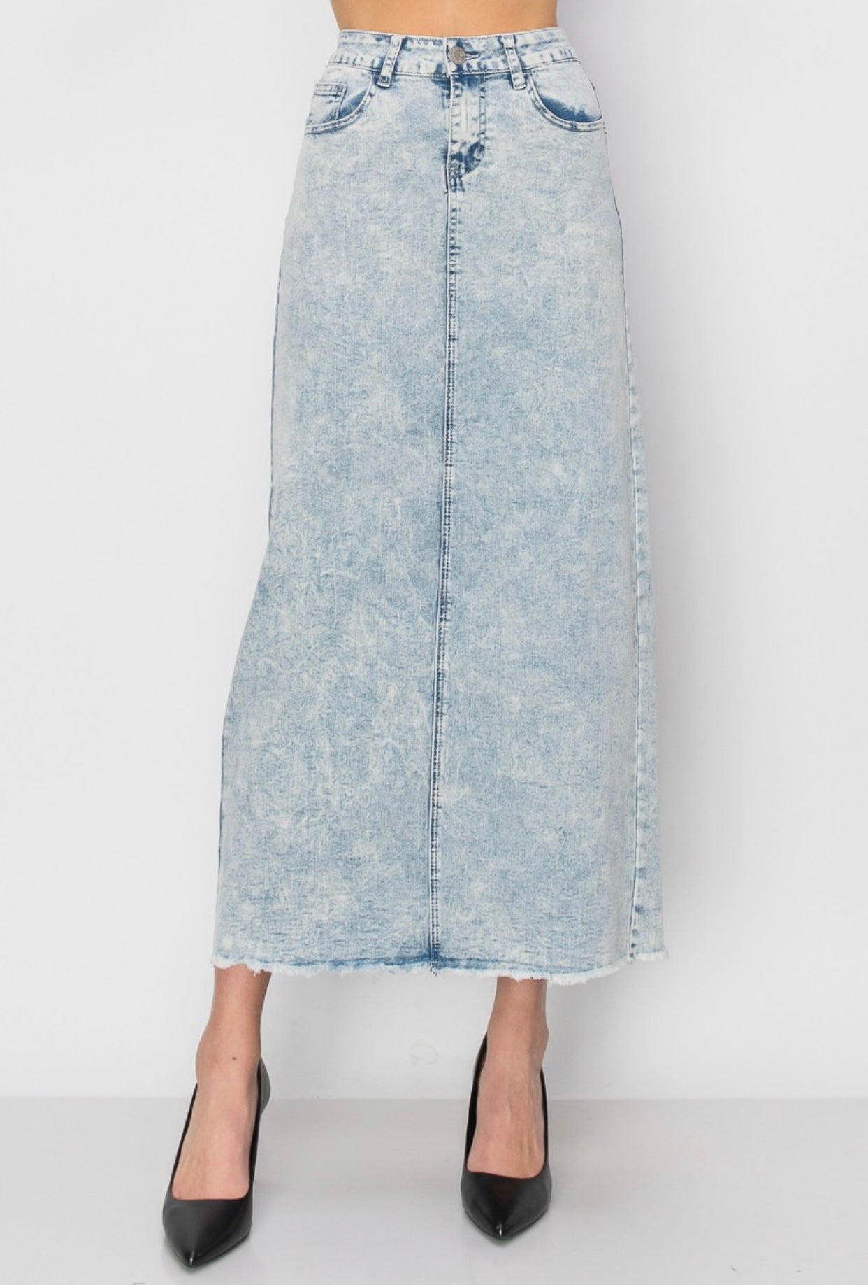 "Light Distressed Blues" long Be-Girl skirt