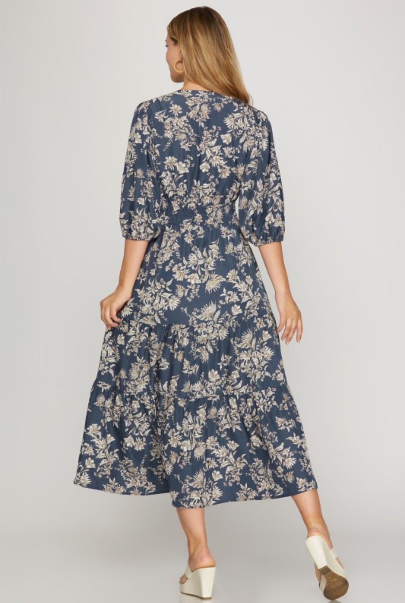 "Floral Reverie" (blue) dress