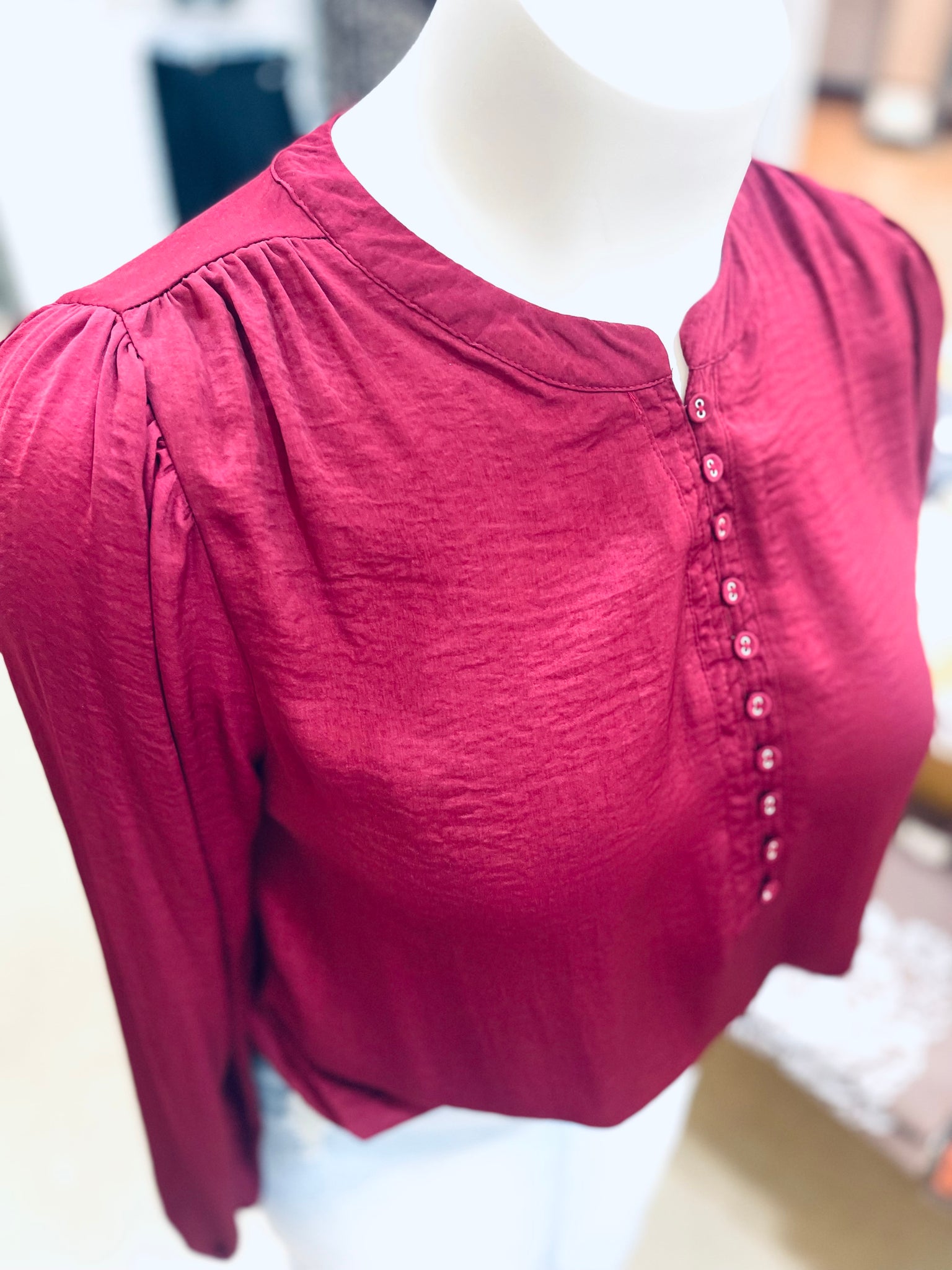 "Soft Focus" (burgundy) plus top