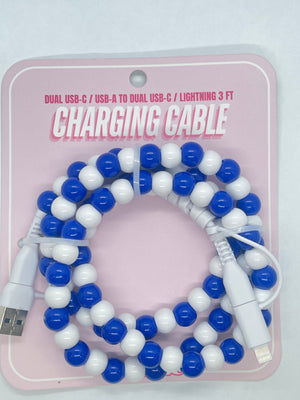 "Beaded Charging Cable"(blue and white) charger